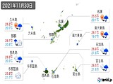 2021年11月30日の沖縄県の実況天気