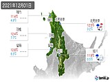 2021年12月01日の道北の実況天気