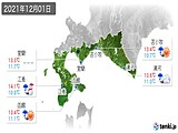 2021年12月01日の道南の実況天気