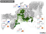 2021年12月04日の東海地方の実況天気