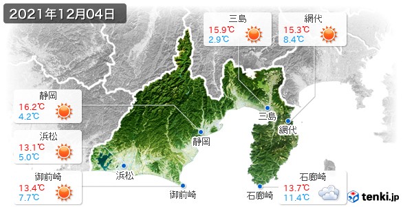 静岡県(2021年12月04日の天気