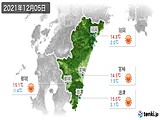 2021年12月05日の宮崎県の実況天気