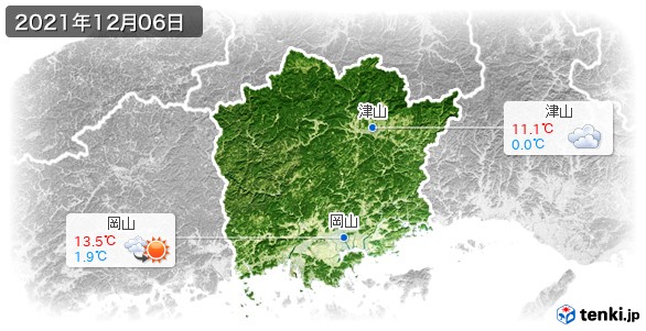 岡山県(2021年12月06日の天気