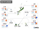 2021年12月09日の沖縄県の実況天気