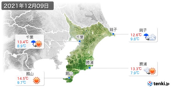千葉県(2021年12月09日の天気