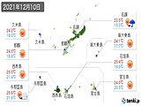 2021年12月10日の沖縄県の実況天気