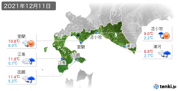 道南(2021年12月11日の天気