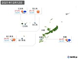 2021年12月12日の沖縄地方の実況天気