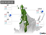 2021年12月12日の道北の実況天気