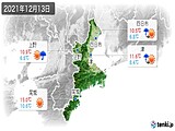 2021年12月13日の三重県の実況天気