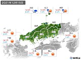 2021年12月15日の中国地方の実況天気