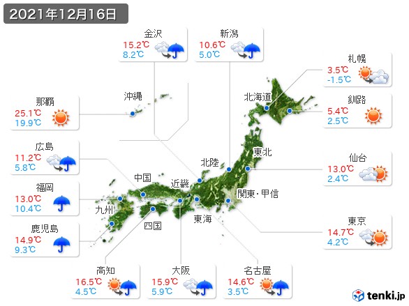 (2021年12月16日の天気