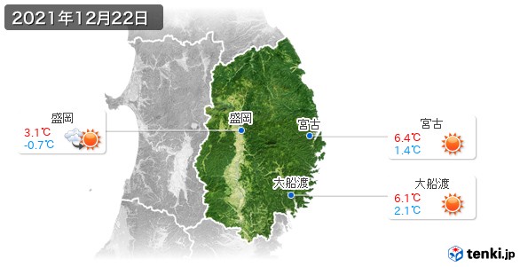 岩手県(2021年12月22日の天気