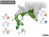 2021年12月23日の道南の実況天気