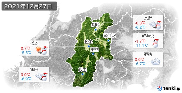 長野県(2021年12月27日の天気