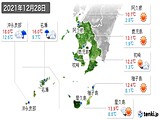 2021年12月28日の鹿児島県の実況天気