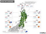 2021年12月29日の東北地方の実況天気