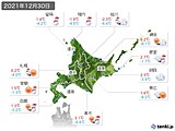 2021年12月30日の北海道地方の実況天気