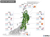 2021年12月30日の東北地方の実況天気