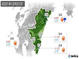 2021年12月31日の宮崎県の実況天気