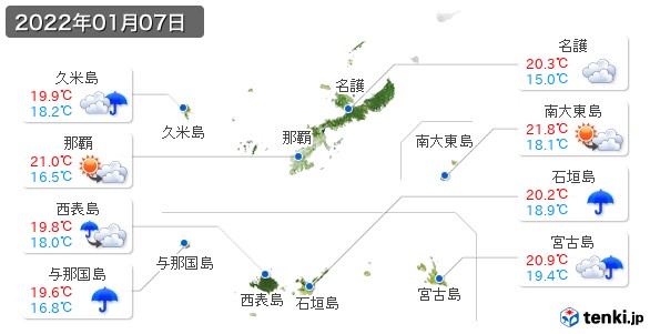 沖縄県(2022年01月07日の天気