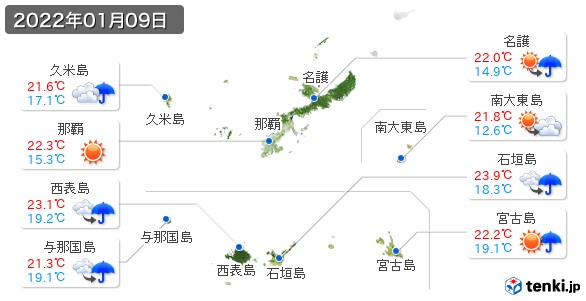 沖縄県(2022年01月09日の天気