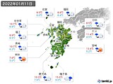 2022年01月11日の九州地方の実況天気
