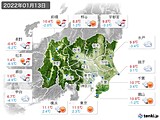 2022年01月13日の関東・甲信地方の実況天気