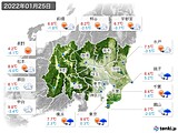 2022年01月25日の関東・甲信地方の実況天気