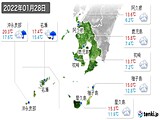 2022年01月28日の鹿児島県の実況天気