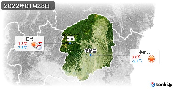 栃木県(2022年01月28日の天気