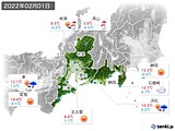 2022年02月01日の東海地方の実況天気