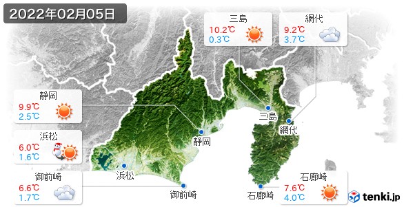 静岡県(2022年02月05日の天気