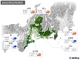 2022年02月08日の東海地方の実況天気