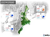 2022年02月08日の三重県の実況天気