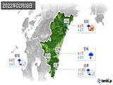 2022年02月08日の宮崎県の実況天気