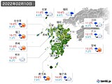2022年02月10日の九州地方の実況天気