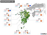 2022年02月11日の九州地方の実況天気