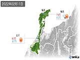 2022年02月11日の石川県の実況天気