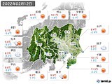 2022年02月12日の関東・甲信地方の実況天気