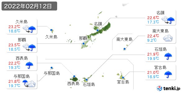 沖縄県(2022年02月12日の天気