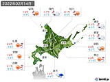 2022年02月14日の北海道地方の実況天気