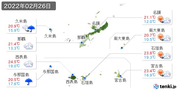 沖縄県(2022年02月26日の天気