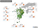 2022年03月02日の九州地方の実況天気