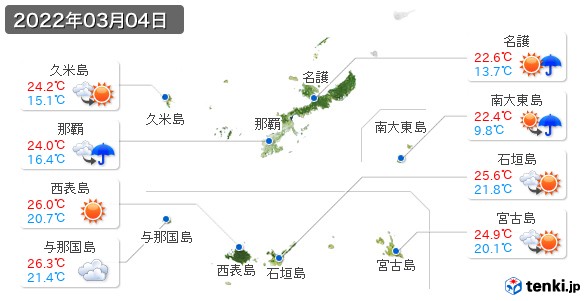沖縄県(2022年03月04日の天気
