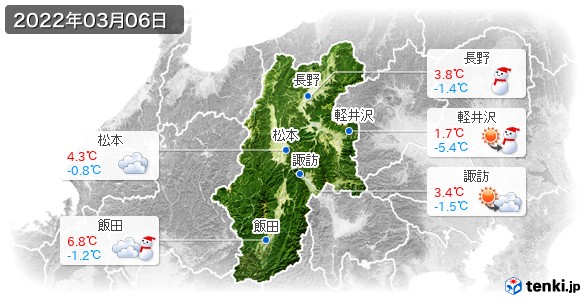 長野県(2022年03月06日の天気