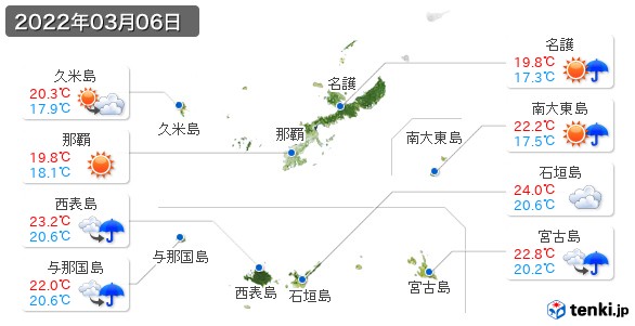 沖縄県(2022年03月06日の天気