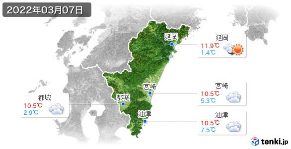 宮崎県(2022年03月07日の天気