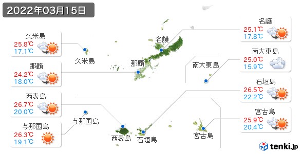 沖縄県(2022年03月15日の天気