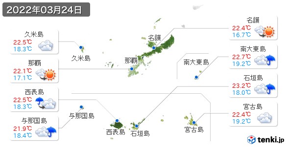 沖縄県(2022年03月24日の天気